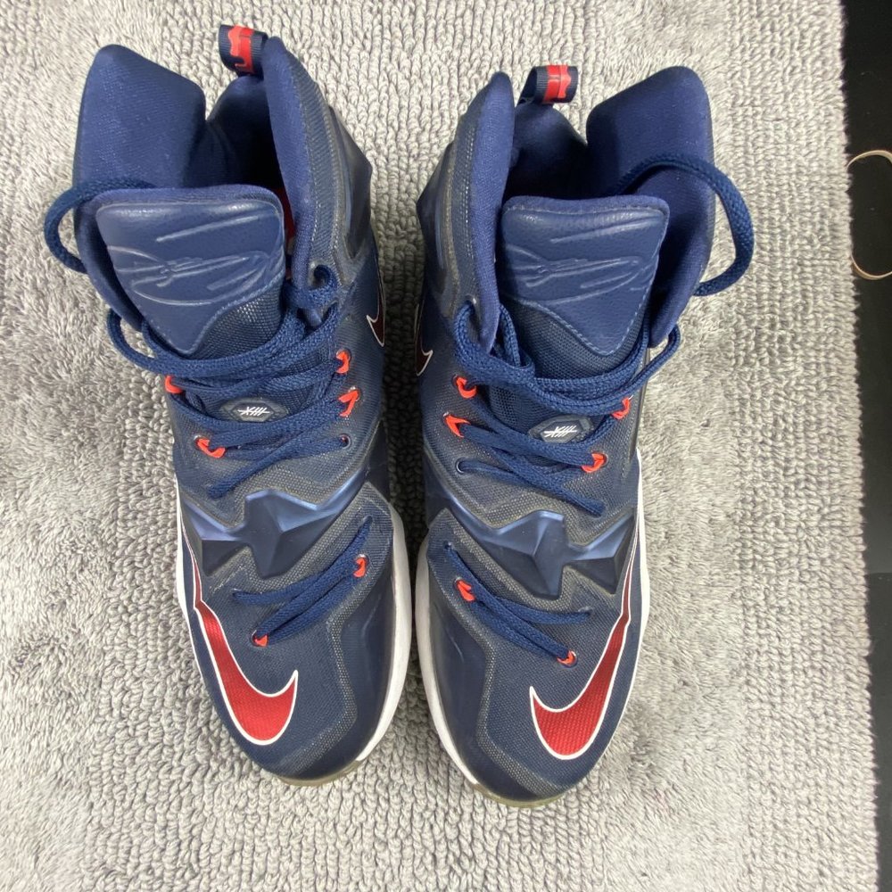Nike Lebron XIII Basketball Sneakers Shoes Mens Size 10.5 Navy Red 807219-461 - Picture 8 of 11